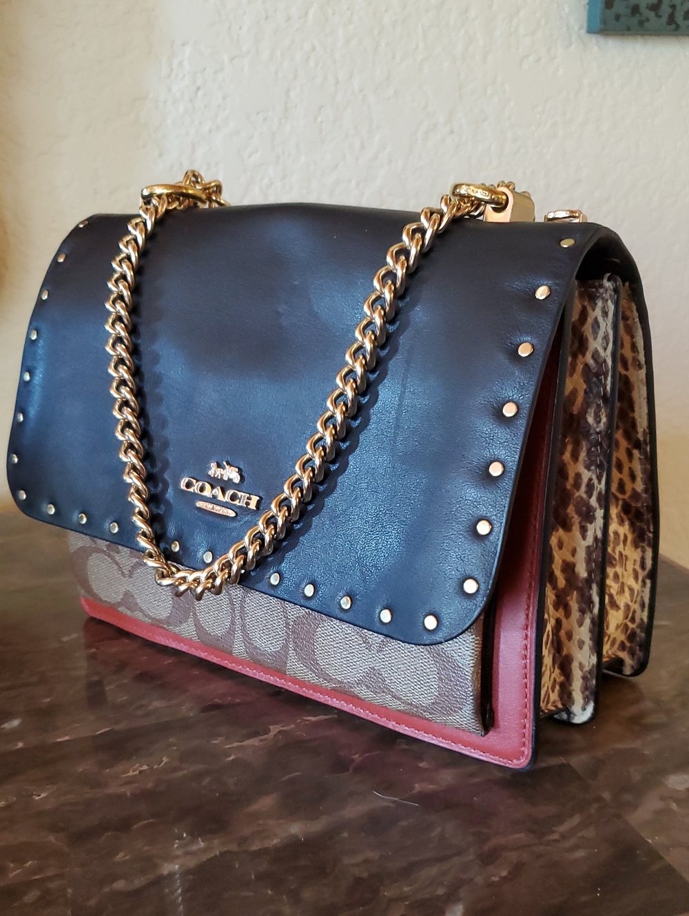 Coach Exotic Klare Convertible Crossbody Bag With Rivets